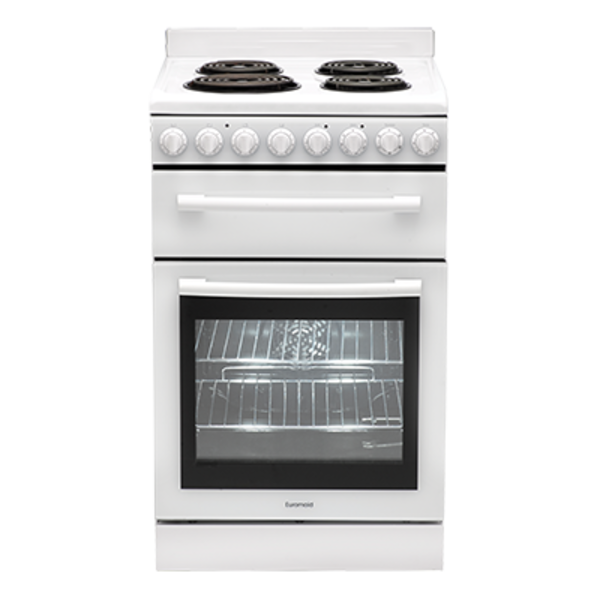 Euromaid F54RW 54cm Upright Stove – Electric Oven & Coil Cooktop