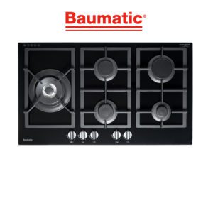 Baumatic BSGH95 Studio Solari 90cm Black Glass Gas Cooktop