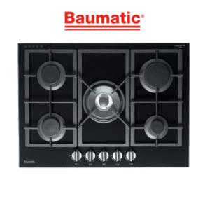 Baumatic BSGH75 Studio Solari 70cm Black Glass Gas Cooktop-web ready
