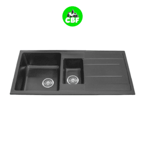 CBF S100-50D-B Black Kitchen Sink - 1 and ¼ Bowl with Drainer - 1000 x 500mm