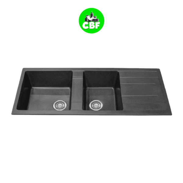 CBF S11650D-B Black Kitchen Sink – 1 and ¾ Bowl with Drainer – 1160 x 500mm -store
