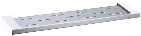5609-1CW Elegancia Square Metal Bathroom Rack Shelf Holder 550mm Chrome & White