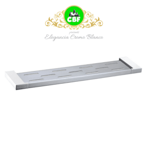 5609-1CW Elegancia Square Metal Bathroom Rack Shelf Holder 550mm Chrome & White-web ready