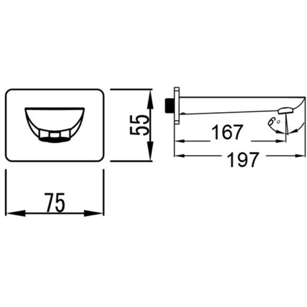 IKON HYB11-801MB KARA Bath Spout – Matte Black (schematic)