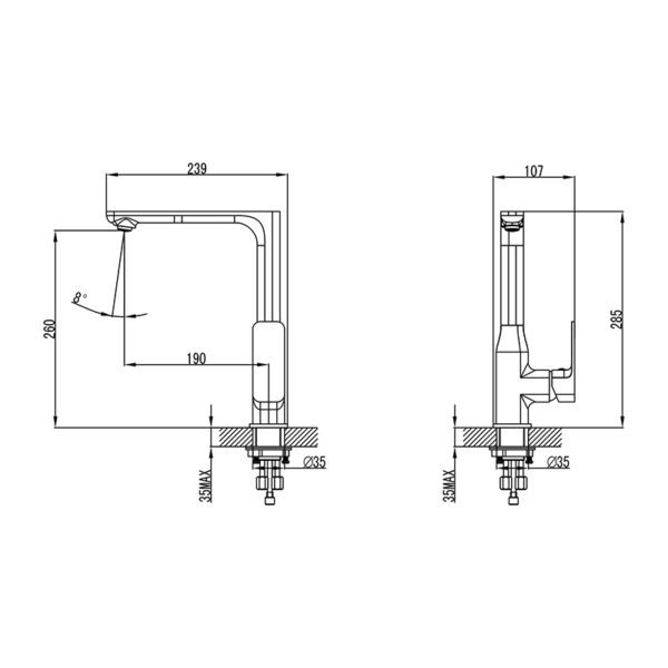 IKON HYB66-101 SETO Sink Mixer – Chrome (schematic)