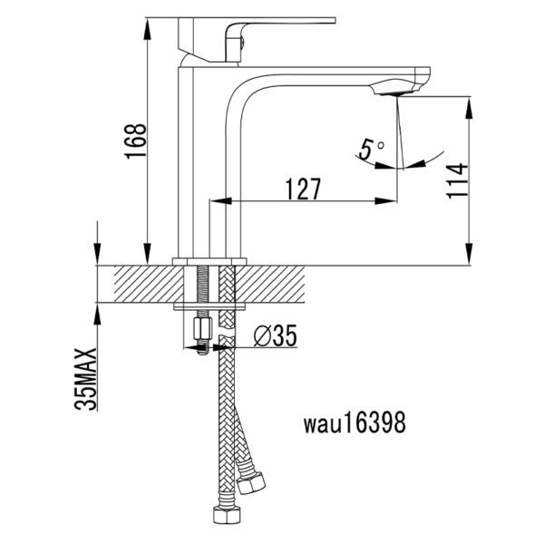 IKON HYB66-201CW SETO Basin Mixer – White & Chrome (schematic)