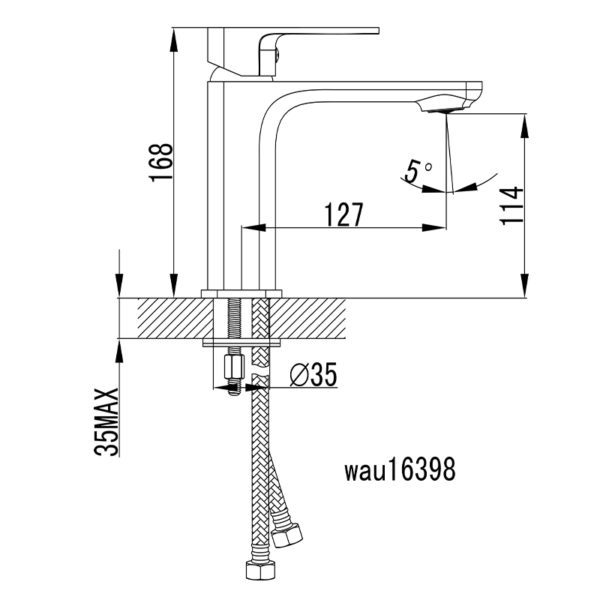 IKON HYB66-201MB SETO Basin Mixer – Matte Black (schematic)