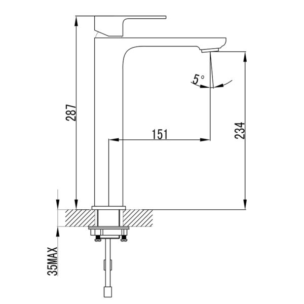 IKON HYB66-202 SETO High Rise Basin Mixer Chrome (schematic)