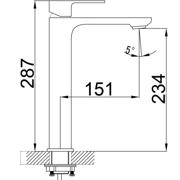 IKON HYB66-202CW SETO High Rise Basin Mixer – White & Chrome (schematic)