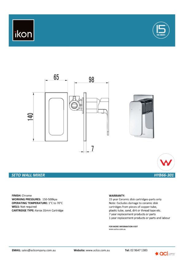 IKON HYB66-301 SETO Wall Mixer (details)