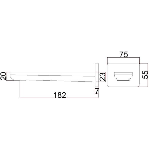 IKON HYB66-801MB SETO Bath Spout – Matte Black (schematic)