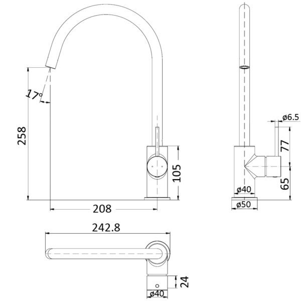 IKON HYB88-101 HALI Sink Mixer – Chrome (schematic)