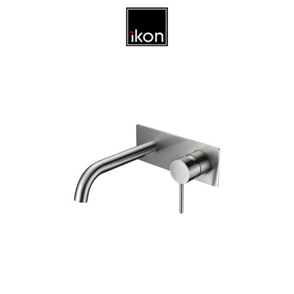 IKON HYB88-602BN HALI Wall Basin Mixer with Spout – Brushed Nickel