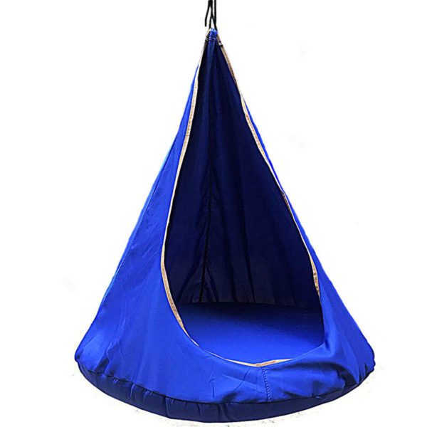 OZHammocks SQ7633374 Kids Hanging Nest Hammock Pod – Blue