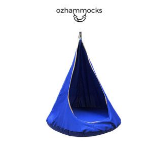 OZHammocks SQ7633374 Kids Hanging Nest Hammock Pod - Blue-web ready