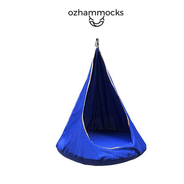 OZHammocks SQ7633374 Kids Hanging Nest Hammock Pod – Blue-web ready