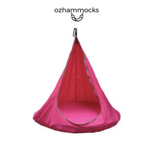 OZHammocks SQ7801171 Kids Hanging Nest Hammock Pod - Pink-web ready