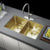 CBF S7644G Brushed Gold Kitchen Sink – Double Bowl – 760 x 440mm (1)