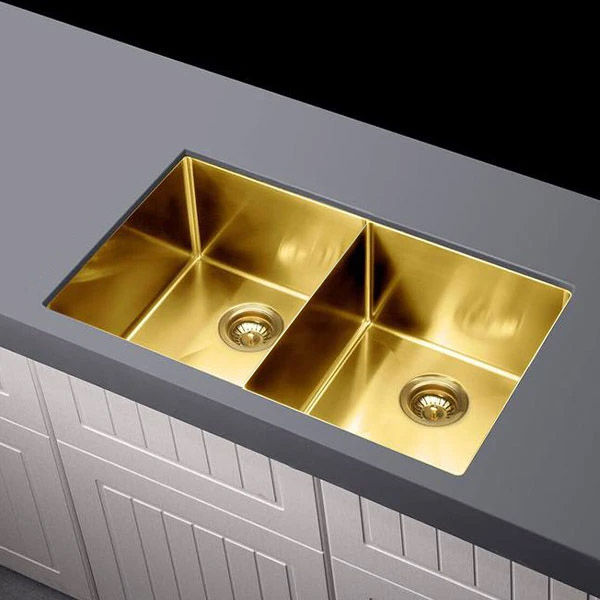 CBF S7644G Brushed Gold Kitchen Sink – Double Bowl – 760 x 440mm (5)