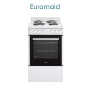 Euromaid EFS54FC-SEW 54cm Freestanding Electric Oven With Solid Cooktop, White